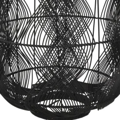 Suspension style lanterne 'PACITO' en rotin noir