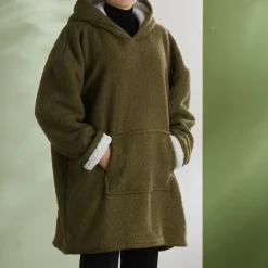 Sweat Plaid Bouclette CAPUCHE en Polyester 70 x 87 MATCHA Celadon