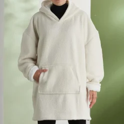 Sweat Plaid Bouclette en polyester CAPUCHE 70 x 87 MATCHA + MOKA Creme