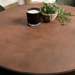 Table à manger 4 places couleur rouille effet pierre BASILE