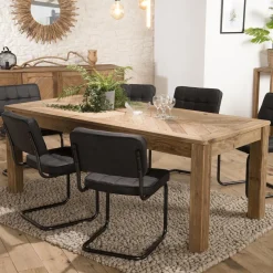 Table À Manger ANDRIAN Bois Pin Recyclé 200 X 90 Cm