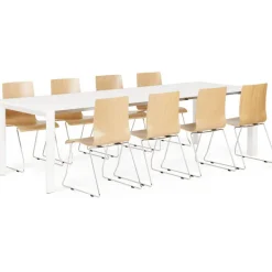 Table à Manger blanche 2 rallonges KIMMIE