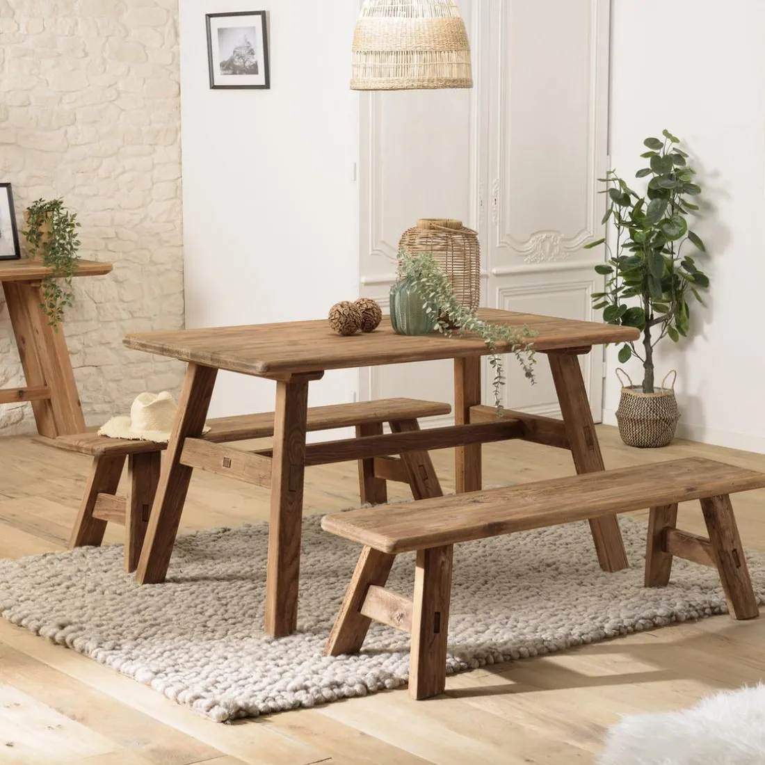 Table à manger bois Pin recyclé