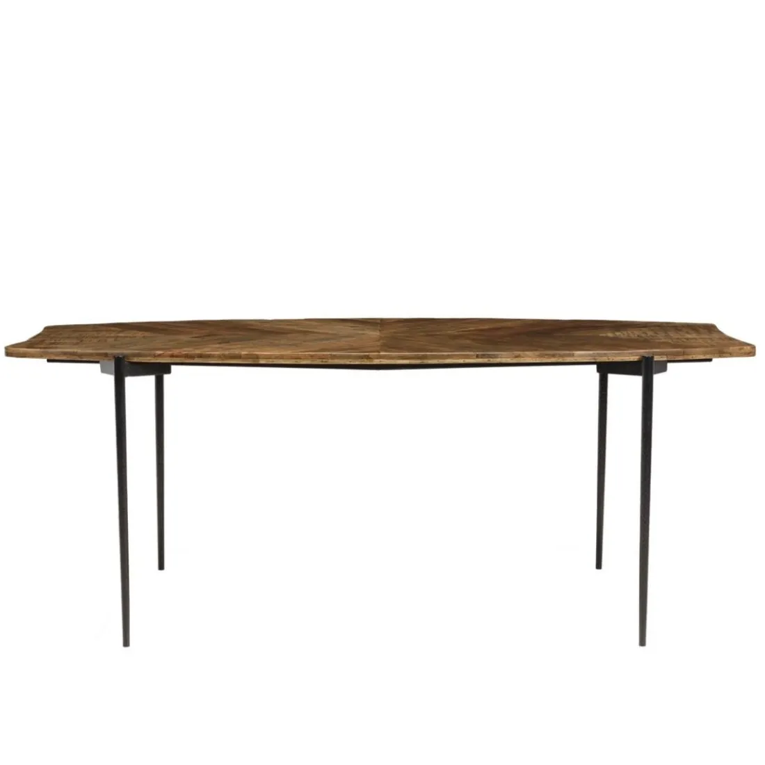 Table à manger bords concaves en bois et pieds métal KIARA