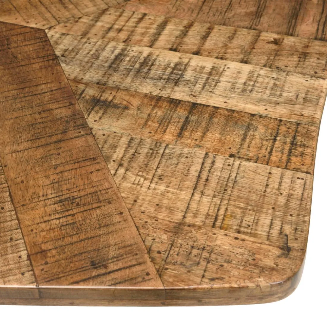 Table à manger bords concaves en bois et pieds métal KIARA