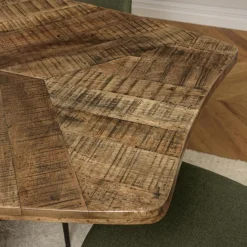 Table à manger bords concaves en bois et pieds métal KIARA