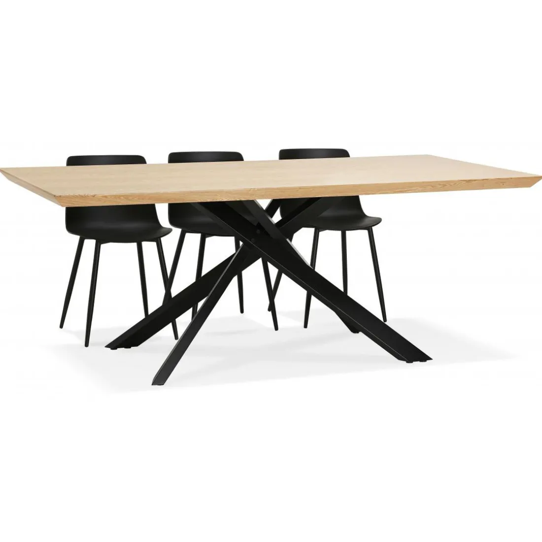 Table à Manger Couleur Naturel Métal Noir ROYALTY