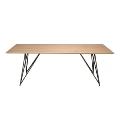 Table À Manger MAXENCE 220X100 Bois Chêne Pieds Croisés Métal