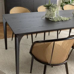 Table à manger noire pieds en chêne massif MAXENCE