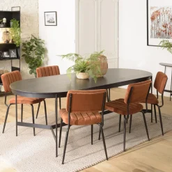 Table à manger ovale Noir piètement métal