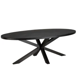 Table à manger plateau ovale noire effet pierre BASILE