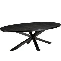 Table à manger plateau ovale effet pierre motifs dorés BASILE