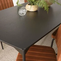 Table à manger rectangulaire Noir piètement métal