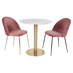 Table à Manger Ronde en Acier Imitation Marbre COUCI