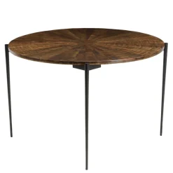 Table à manger ronde en bois et pieds métal KIARA
