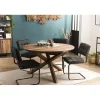 Table À Manger SIXTINE Ronde 130X130Cm Pieds Croisés Bois Teck Recyclé Acacia Mahogany