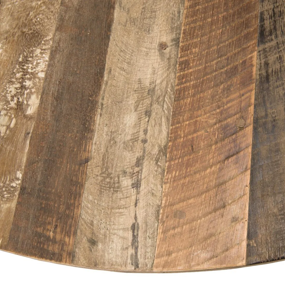 Table À Manger SIXTINE Ronde 130X130Cm Pieds Croisés Bois Teck Recyclé Acacia Mahogany