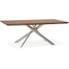 Table à manger 'WALABY' en bois finition Noyer avec pied central en métal