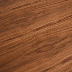 Table à manger 'WALABY' en bois finition Noyer avec pied central en métal