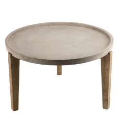 Table basse carrée Plateau en béton pieds en Acacia