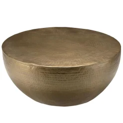 Table basse coque ronde en Aluminium Doré antique JOHAN