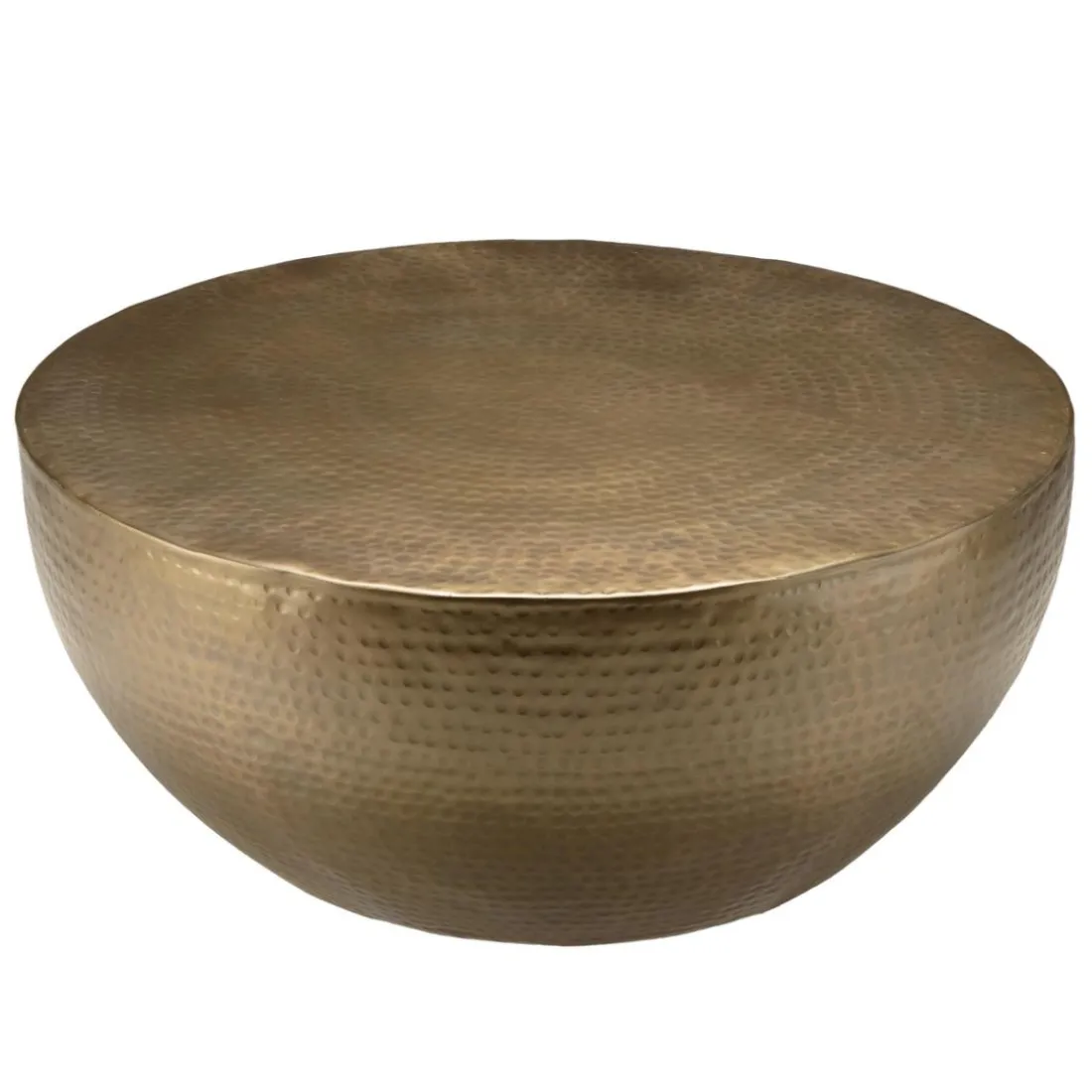 Table basse coque ronde en Aluminium Doré antique JOHAN