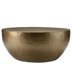 Table basse coque ronde en Aluminium Doré antique JOHAN