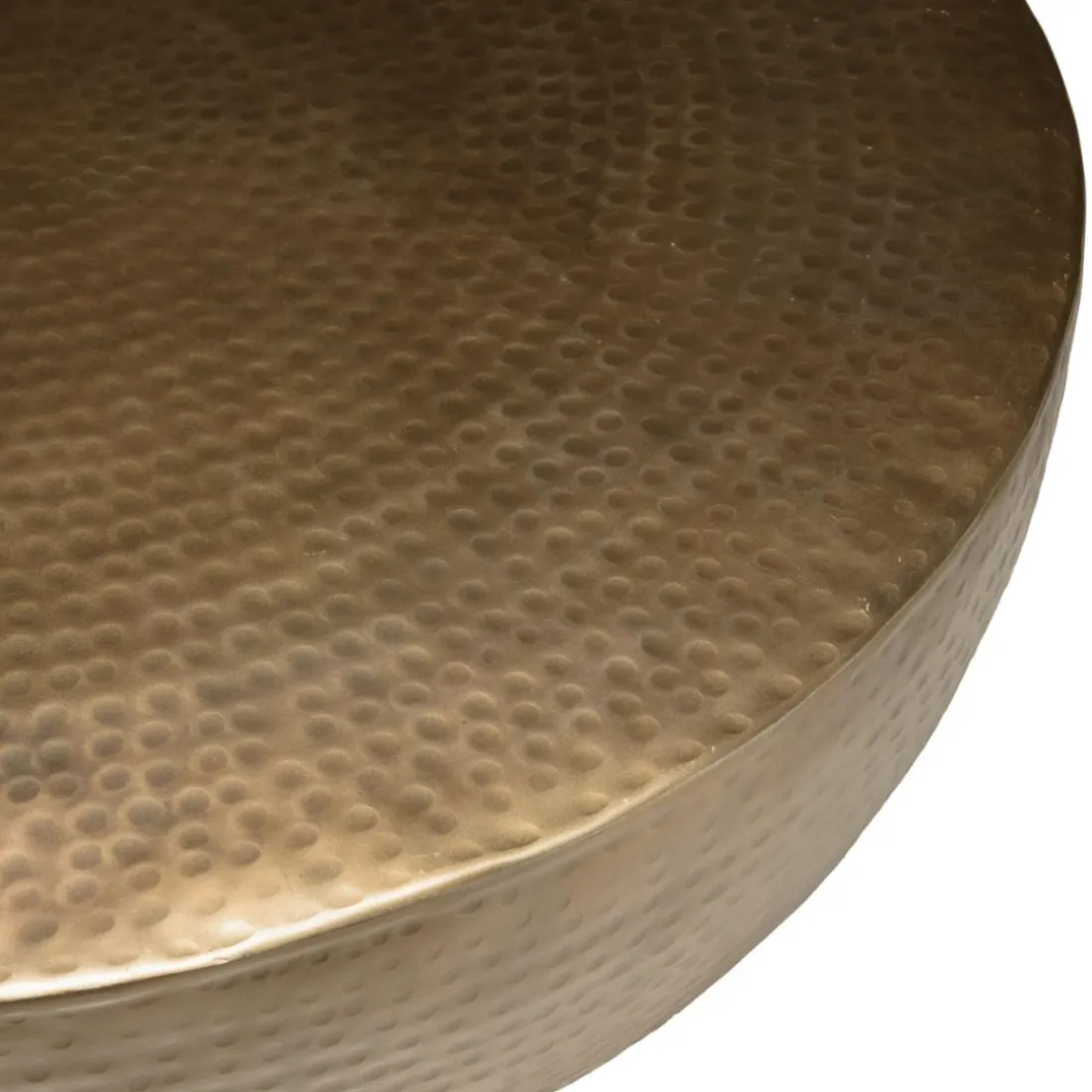 Table basse coque ronde en Aluminium Doré antique JOHAN