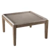 Table basse de jardin carrée béton 83x83 cm pieds en bois Acacia
