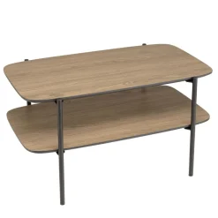 Table basse double plateau couleur mocha pieds métal noir JULIA