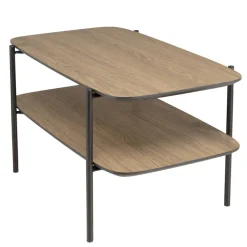 Table basse double plateau couleur mocha pieds métal noir JULIA