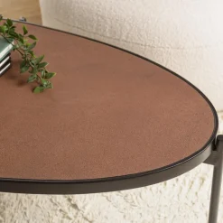 Table basse ovale couleur rouille effet pierre BASILE