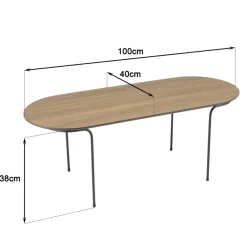 Table basse rect. angles arrondis mocha pieds métal JULIA