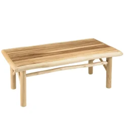 Table basse rectangulaire en branches de teck naturel MADURA Beige