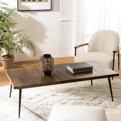 Table basse rectangulaire en bois pieds métal