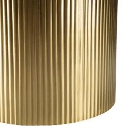 Table basse ronde avec plateau en Fer noir et pied strié Doré JAMES