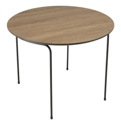 Table basse ronde couleur mocha, pieds métal noir JULIA