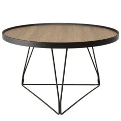 Table basse ronde mocha pieds épingles métal noir JULIA