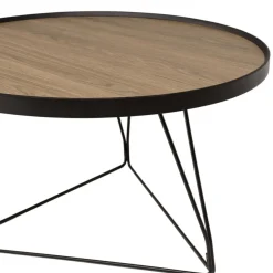 Table basse ronde mocha pieds épingles métal noir JULIA
