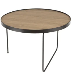 Table basse ronde mocha pieds asymétriques métal noir JULIA