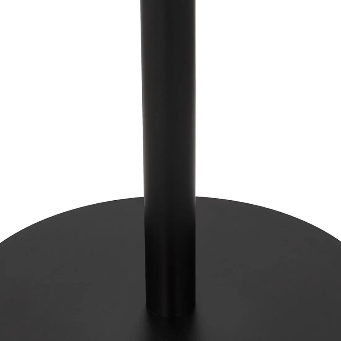 Table bistrot ronde 'YOGI' blanche avec un pied en métal noir