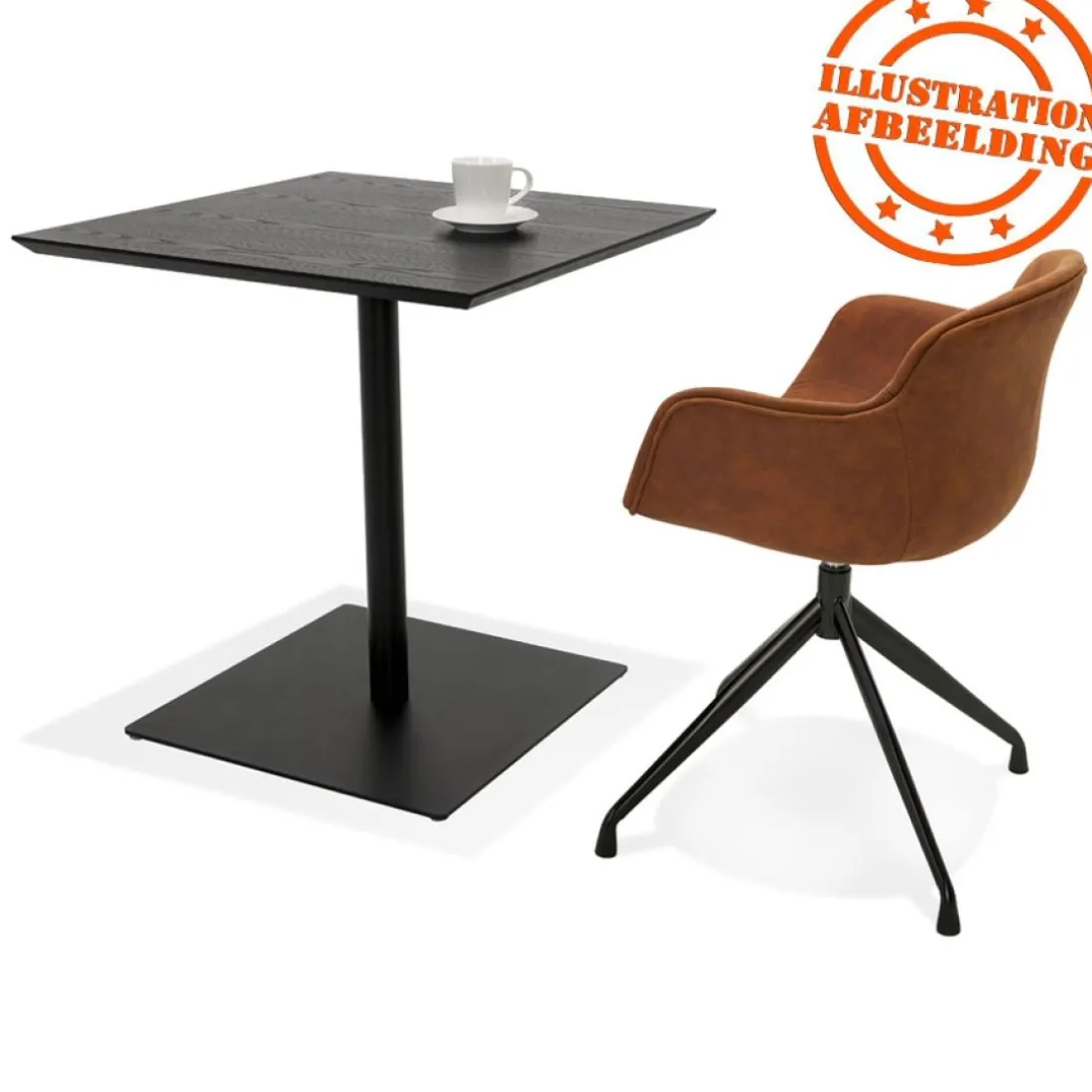 Table carrée design 'SUMO' en bois et métal noir