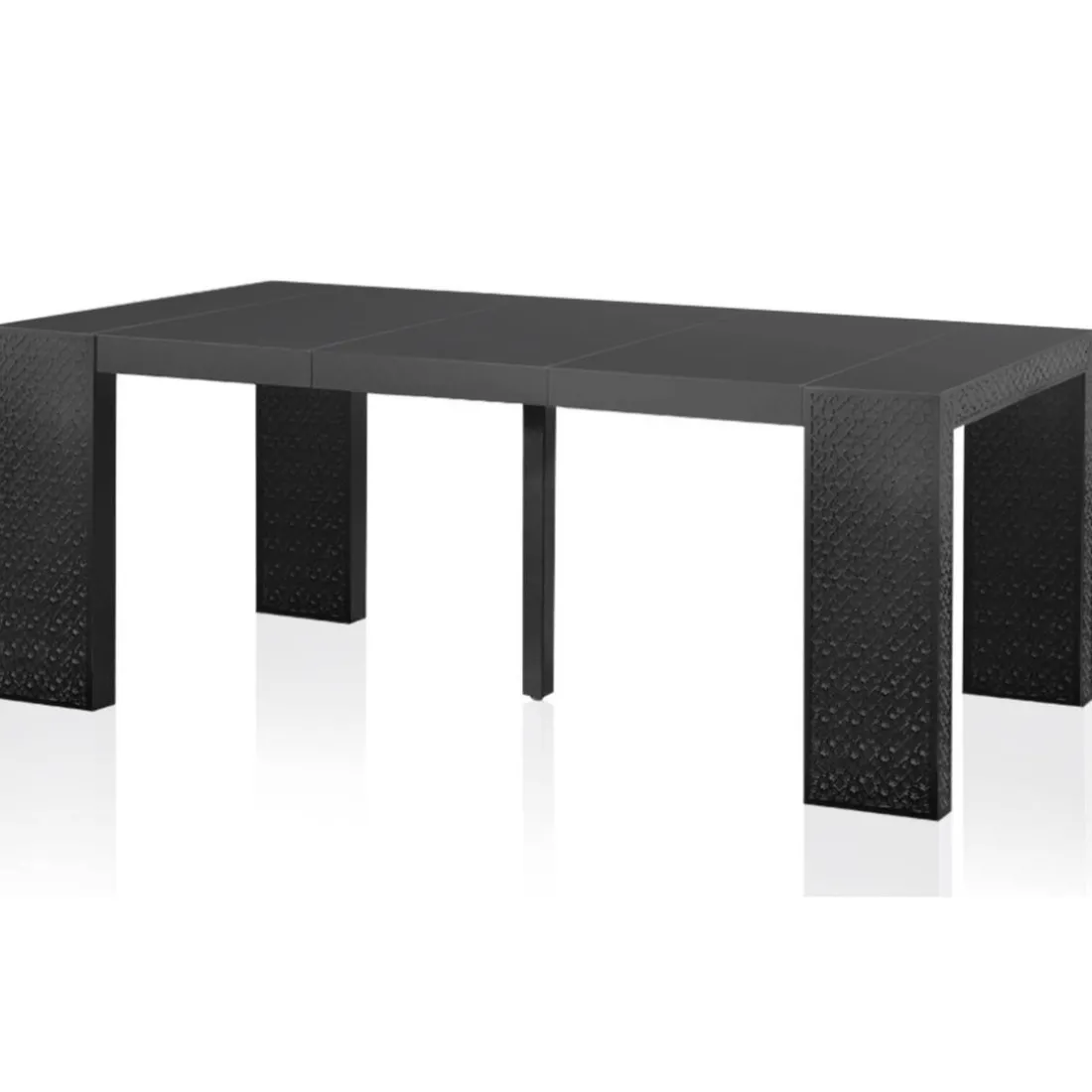 Table console extensible 200cm moulures orientales Nassau Morocco Noir mat