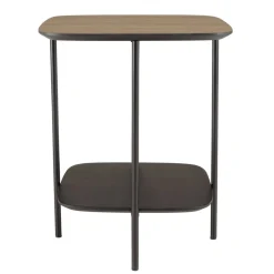 Table d'appoint 2 plateaux bi-matière pieds métal JULIA