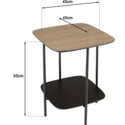 Table d'appoint 2 plateaux bi-matière pieds métal JULIA