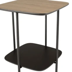Table d'appoint 2 plateaux bi-matière pieds métal JULIA