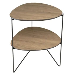 Table d'appoint 2 plateaux ovoïdes couleur mocha pieds métal JULIA