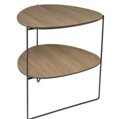 Table d'appoint 2 plateaux ovoïdes couleur mocha pieds métal JULIA