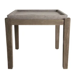 Table d'appoint de jardin carrée béton 53x53 cm et pieds en bois Acacia