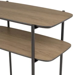 Table d'appoint double plateau couleur mocha pieds métal noir JULIA